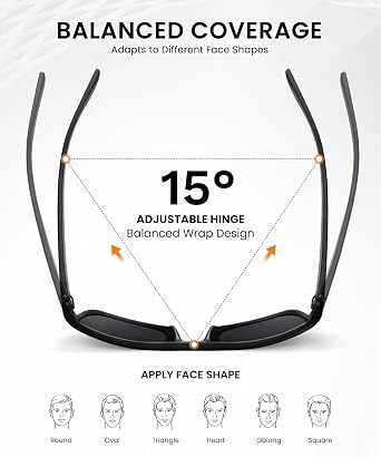 Polarized Sunglasses for Men Women, Square Sun Glasses for Driving Fishing Golf Lightweight Fashion Square Sun Glasses 100% UV400 Protection 3 Packs (Black)