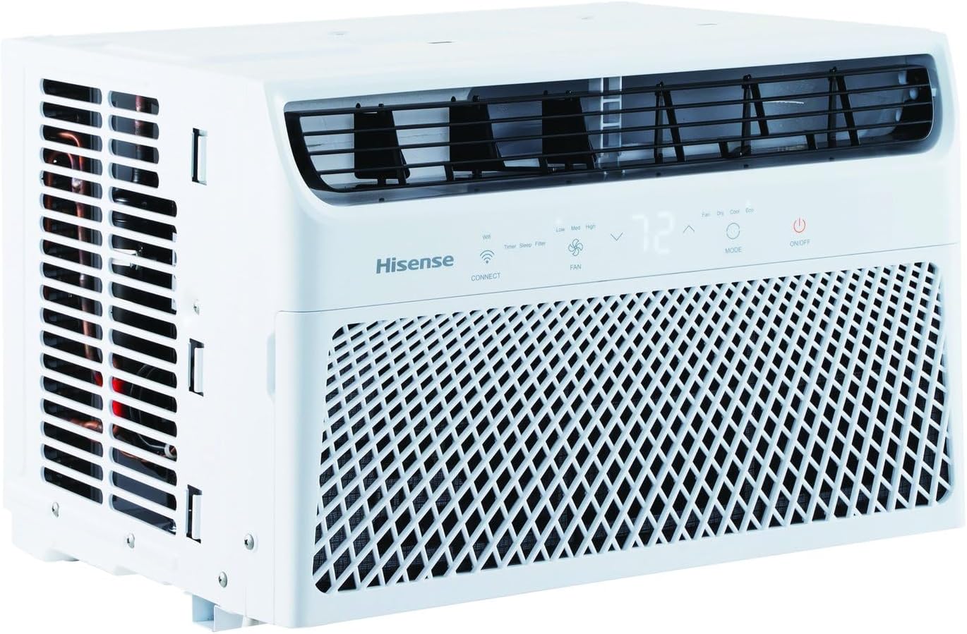 Hisense 8,000 BTU 115V Smart Window Air Conditioner with Wi-fi Control, Dehumidifier, and Remote, Window AC Unit for Apartment, Bedroom, Medium Rooms up to 350 Square Feet in White