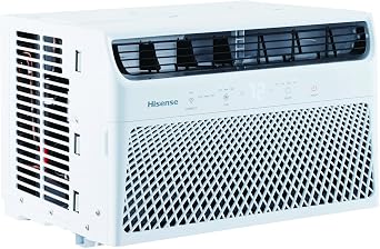 Hisense 8,000 BTU 115V Smart Window Air Conditioner with Wi-fi Control, Dehumidifier, and Remote, Window AC Unit for Apartment, Bedroom, Medium Rooms up to 350 Square Feet in White