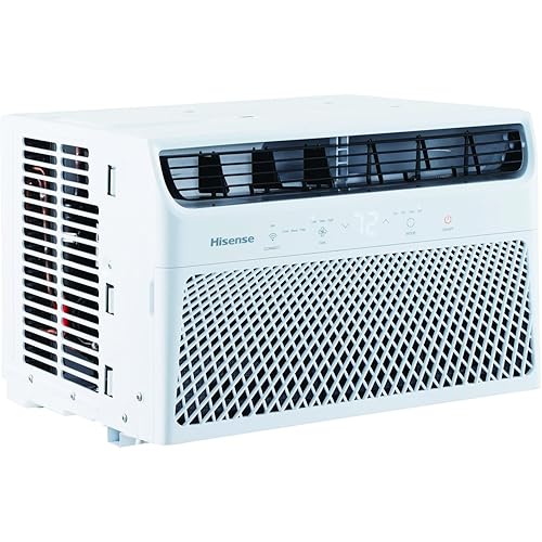 Hisense 8,000 BTU 115V Smart Window Air Conditioner with Wi-fi Control, Dehumidifier, and Remote, Window AC Unit for Apartment, Bedroom, Medium Rooms up to 350 Square Feet in White