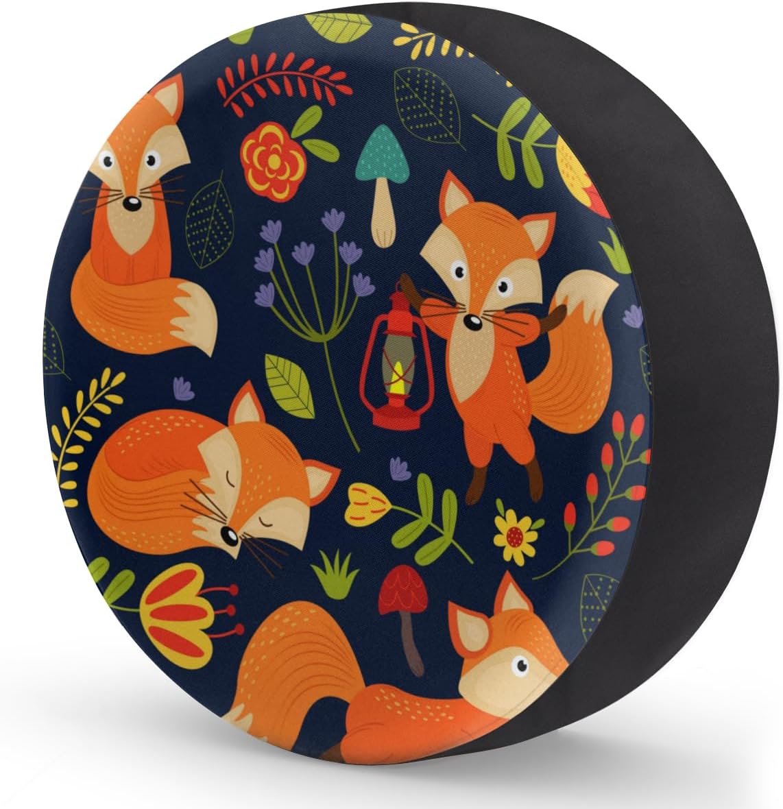 Funny Cartoon Fox Tire Covers Portable Spare Tire Cover Soft Durable Waterproof Dustproof 3 Sizes 14 15 16 Inches for Car Truck SUV Trailer Camper