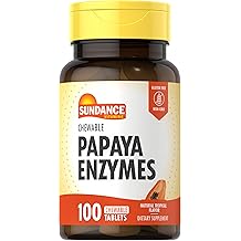 Sundance Papaya Enzymes | 100 Chewable Tablets | Natural Tropical Flavor | Vegetarian, Non-GMO and Gluten Free Supplement