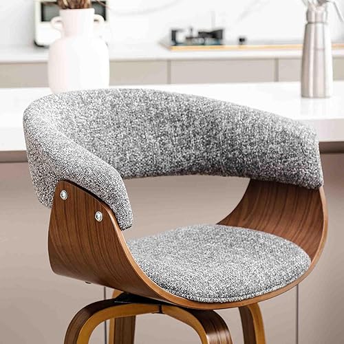 Miniatura 7 de Glitzhome Juego de 2 taburetes giratorios de altura de mostrador, sillas tapizadas de tela de 24.5 pulgadas de alto con respaldo y reposapiés,
