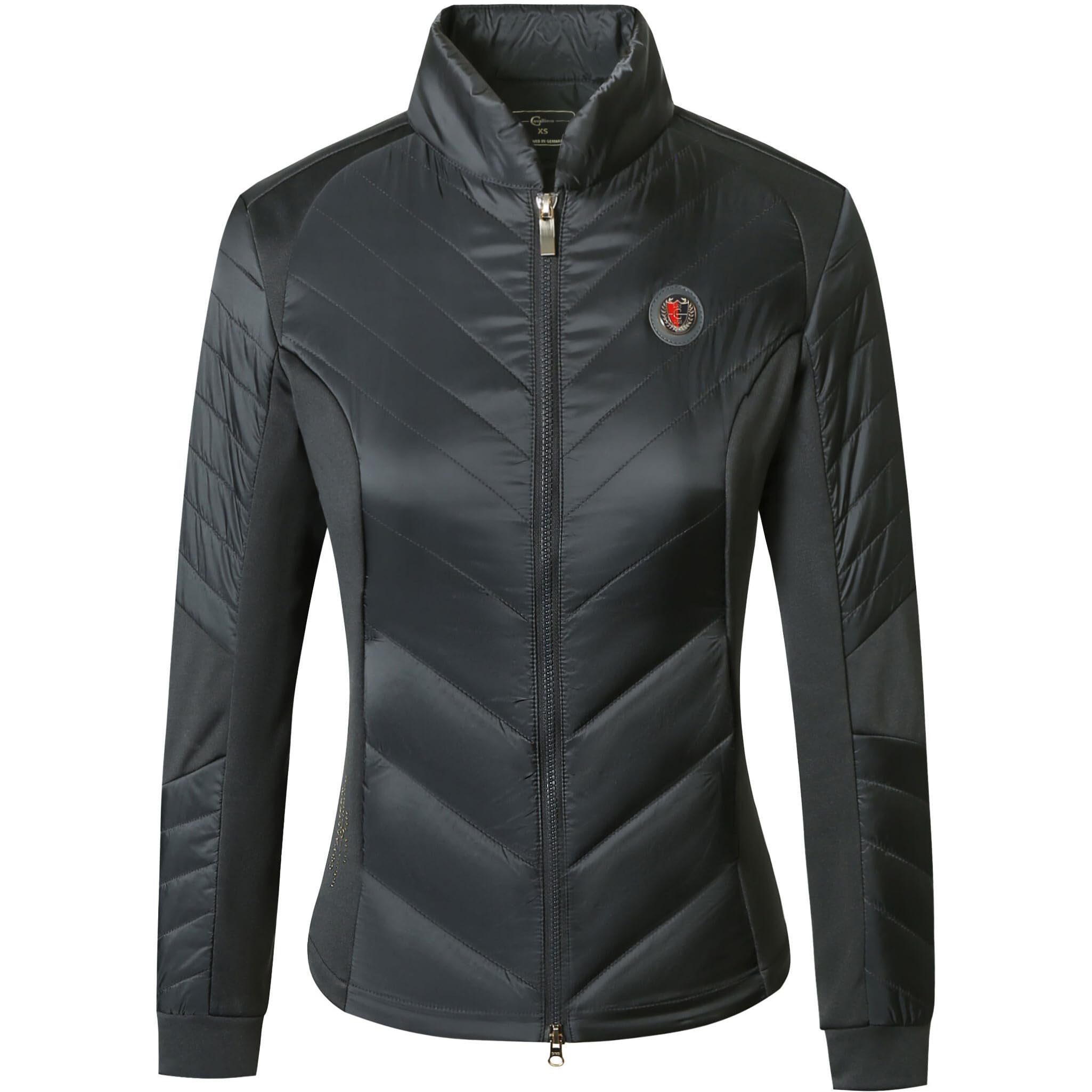 Covalliero - Damen Combijacke Anniversary – Übergangsjacke mit Kragen – Steppjacke mit 2-Wege-Reißverschluss & 2 Einschubtaschen – leichte & atmungsaktive Reitjacke in Graphite – XS-XL