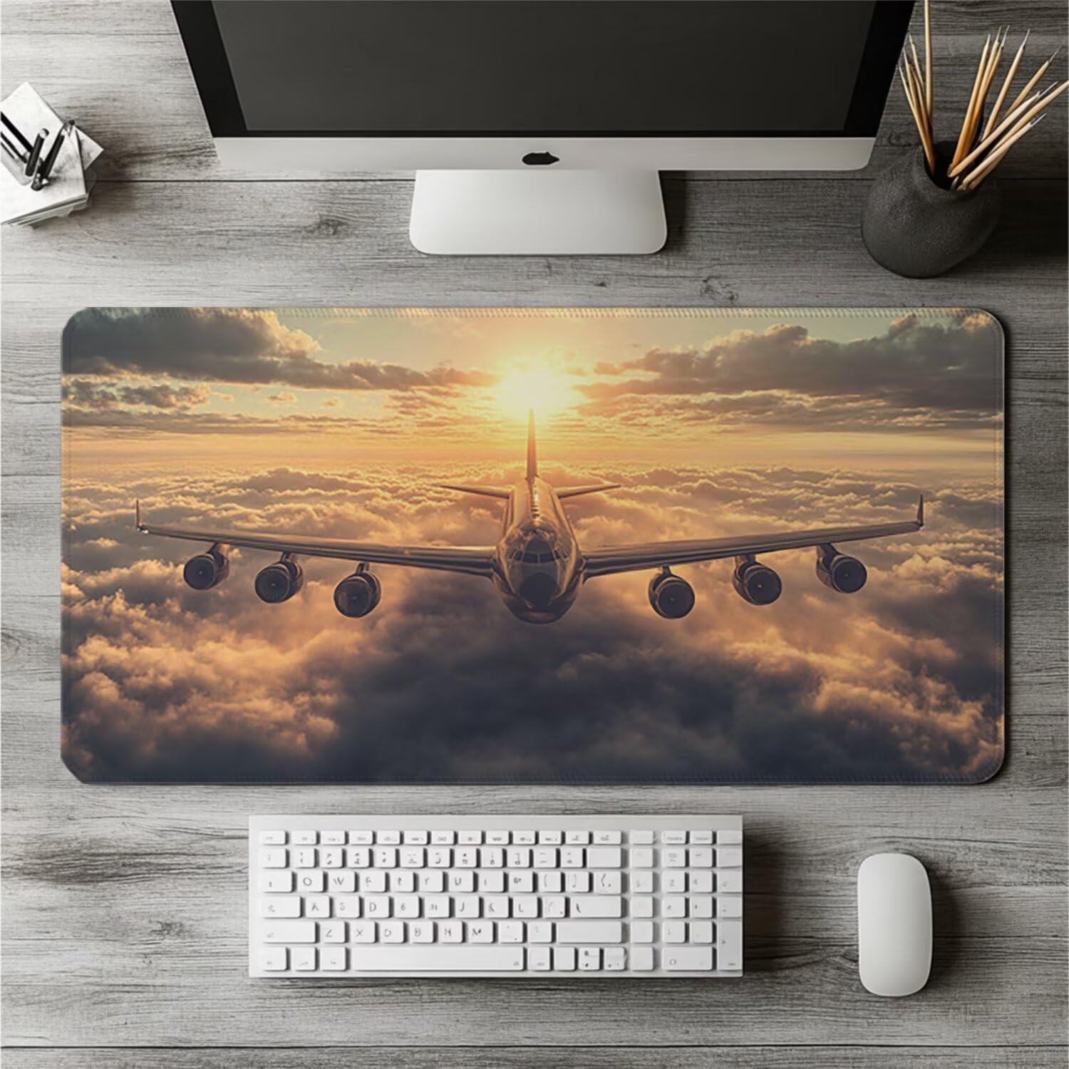 Tappetino Mouse Cloud Tappetino Gaming XXL 1000x500mm, Sottomano Scrivania Aereo Mouse Pad Migliora Accessori Gaming Precisione e Velocità, Adatto per Giochi e Ufficio Domestico, Regalo Uomo G-10971