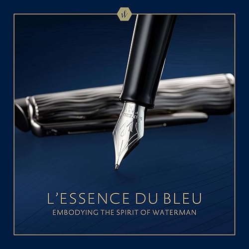 Miniatura 2 de Waterman Pluma estilográfica Hémisphère  Metal y laca azul  Tapa cincelada  Punta fina de acero inoxidable  Tinta azul  Caja de regalo