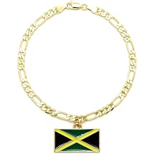 Women's Flag Pendant 5mm 10" Figaro Chain Ankle Bracelet Anklet