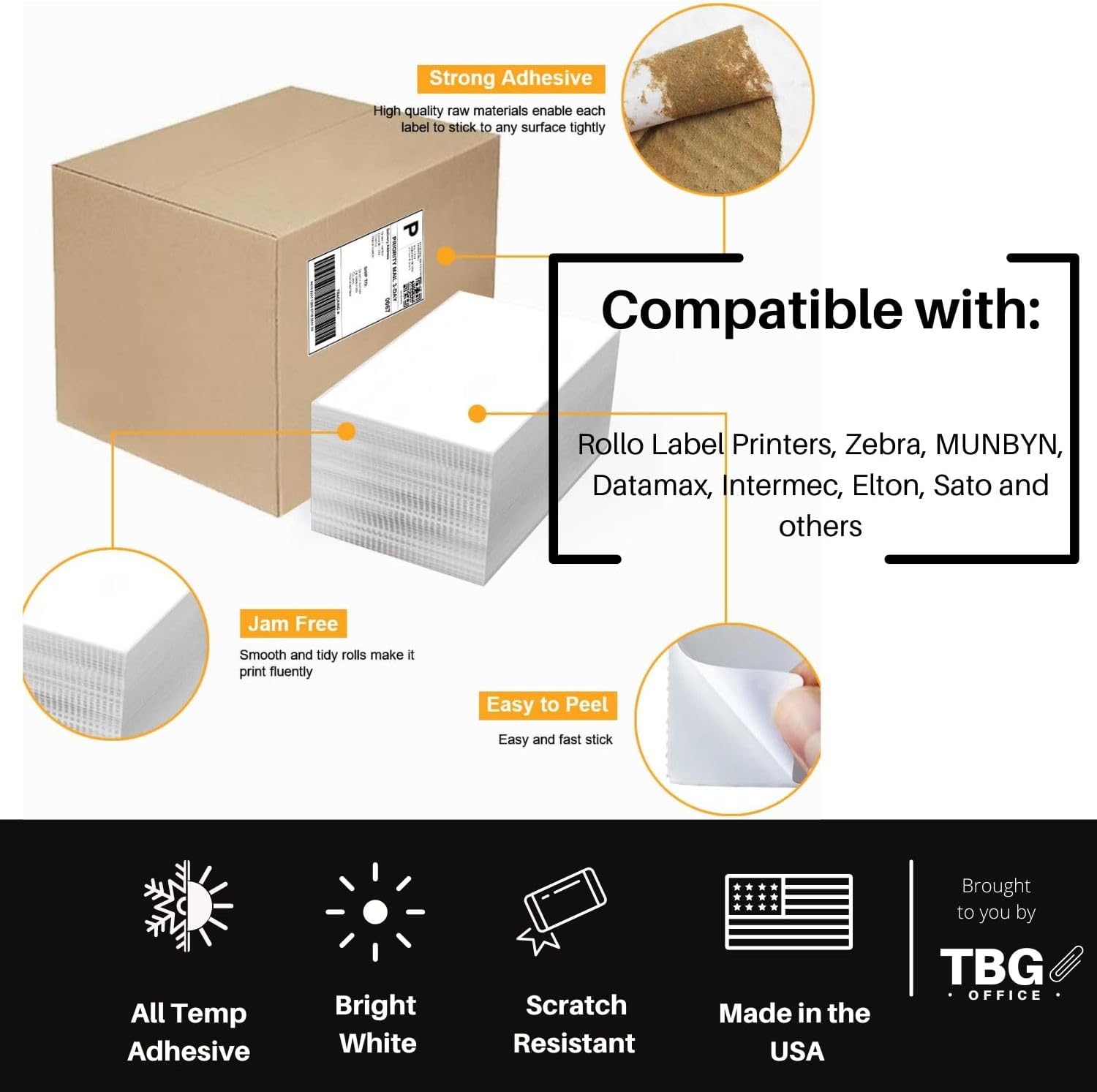 4x6 Thermal Labels 1000 Fanfold Direct BPA Free. Made in USA. Compatible with Zebra & Rollo Printer (4" x 6" - 1000 Labels).