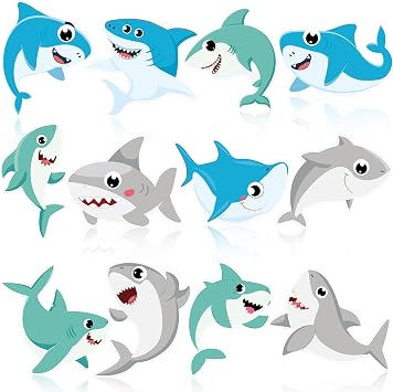 Seajan 60 Pcs Shark Bulletin Board Cutouts Decorations