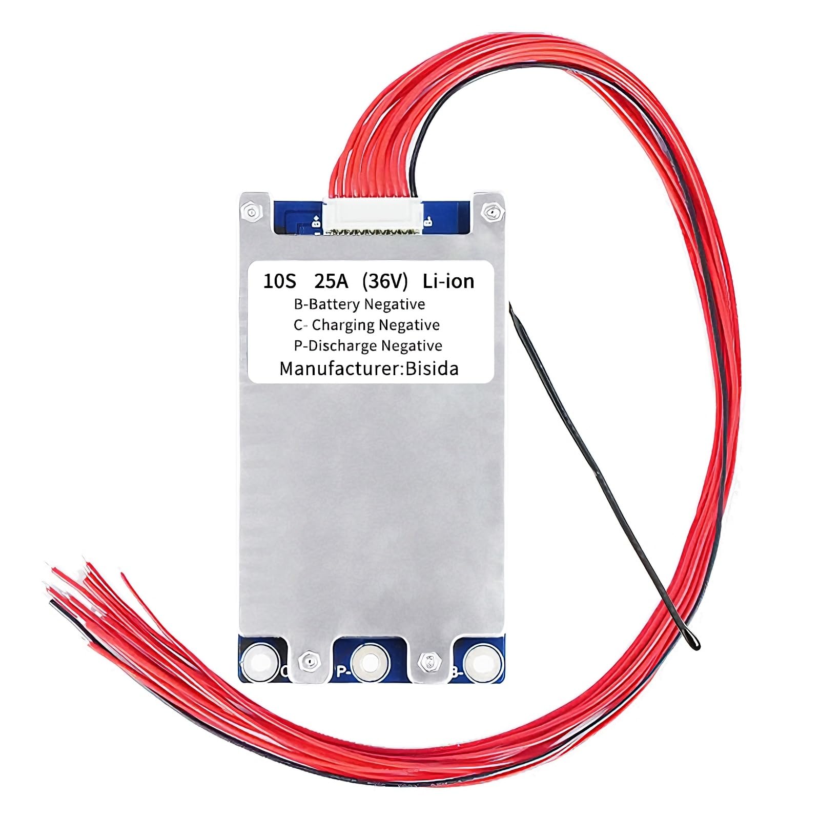 BMS 10S 36V 30A Lithium-PCB-Schutzplatine mit Balancerleitung und NTC, Split-Port, zehn Schutzfunktionen, Lithium-Ionen-Batteriemanagementsystem, Li-Ion BMS