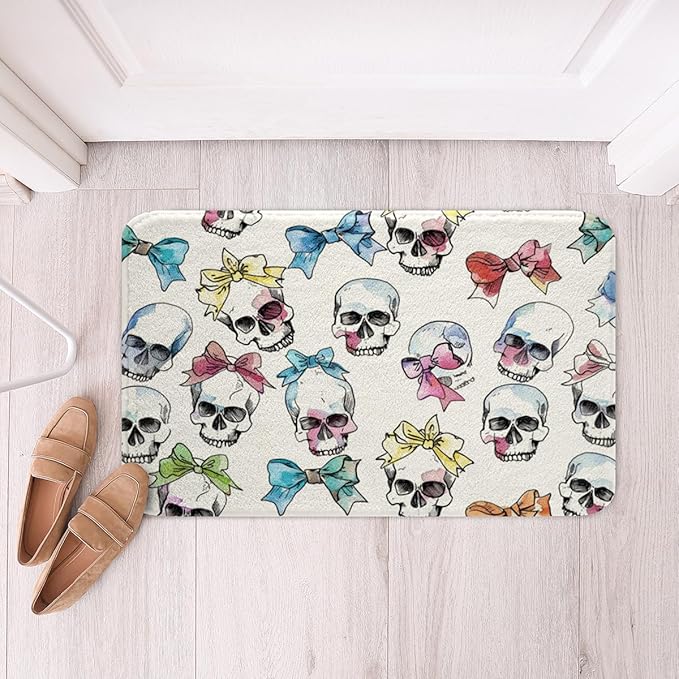 Erosebridal Bow Sugar Skull Bathroom Rugs 20