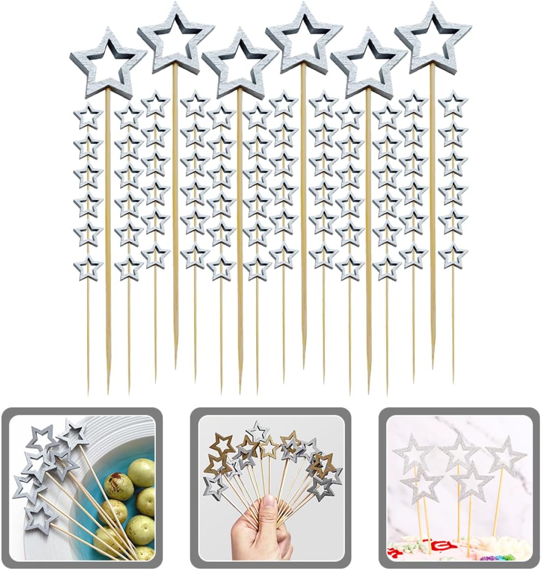 PRETYZOOM 300pcs Christmas Cocktail Picks Fruit Skewers for Parties Xmas Decorations and Home Supplies Stylish Star Design for Easy Serving and Cleanup