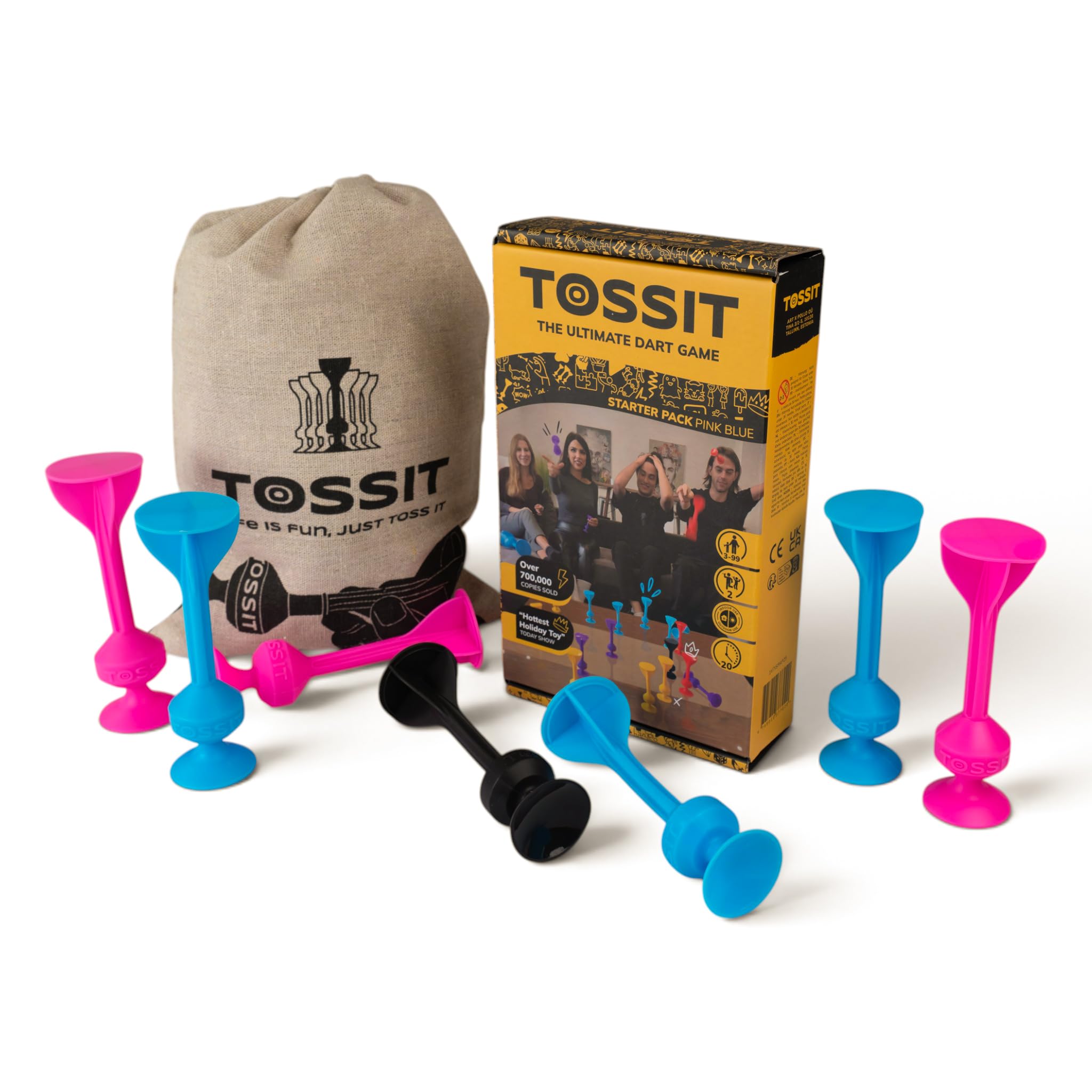 TOSSIT Dardos con Ventosa, Divertido Juego de Lanzar para Familia y Fiesta, Silicona para Jardín, Interior y Exterior, Petanca Boccia Juego de Mesa, Regalo Niños Adultos, Starter Pack