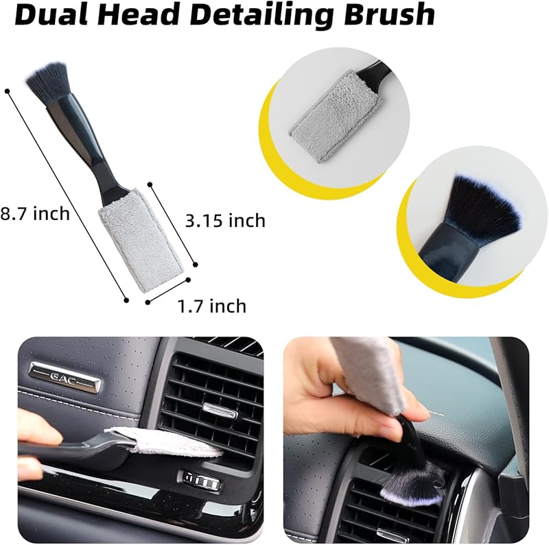 Professional Car Interior Detailing Kit - Scratch-Free Brushes, Vent Cleaner & Gel for Deep Clean | 10-Piece Set to Clean Leather Dashboard AC Vents (SUV Truck Car)