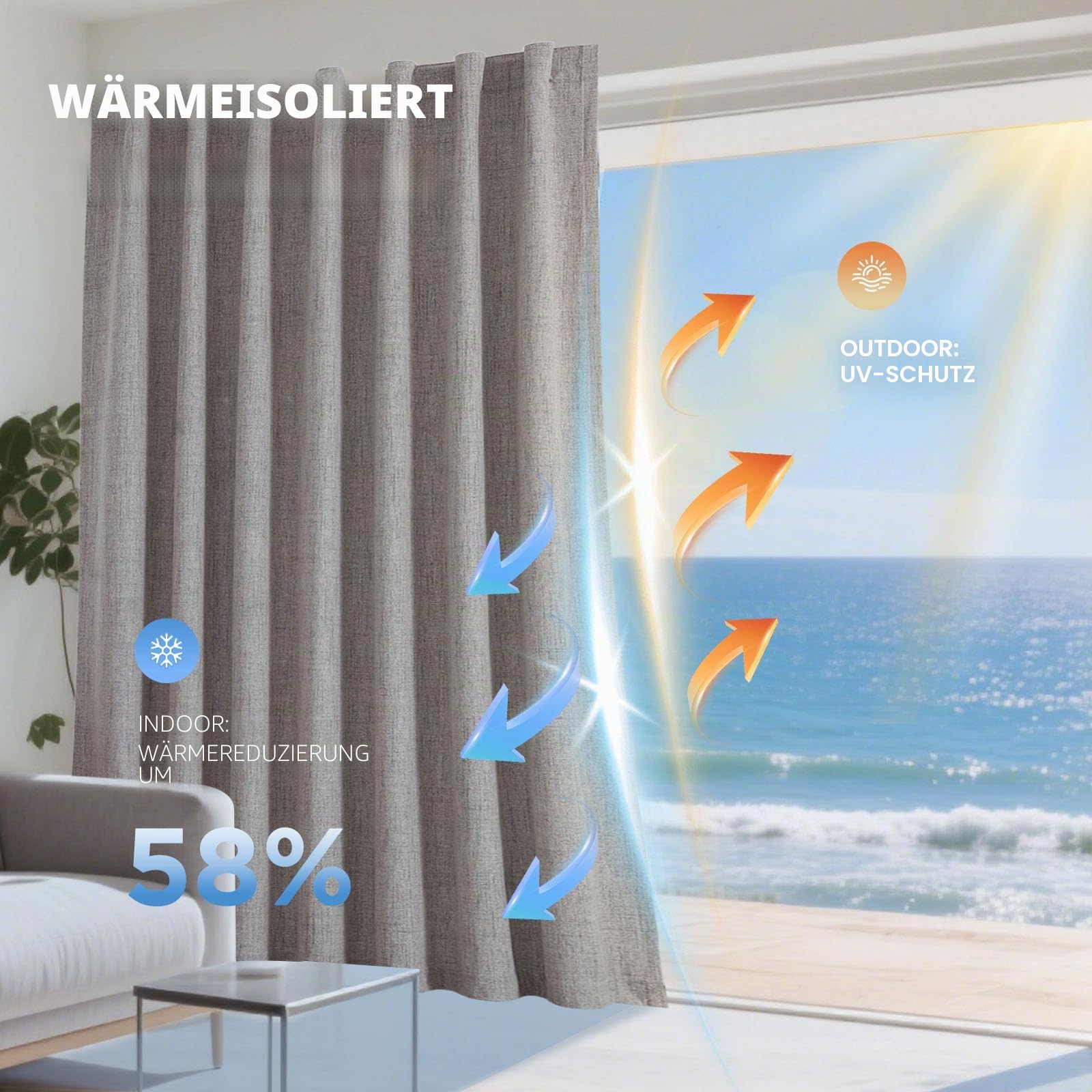 Joydeco 100% Verdunkelungsvorhänge aus Leinen, 2 Paneele, Thermovorhang für Schlaf- & Wohnzimmer, Blickdicht, mit Rückenschlaufen & Stangentasche (132 cm B x 244 cm L, Leinen)