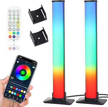 LED Lightbar, 2 Pieces Smart LED Lightbars, RGB TV Ambient Lamp Backlight with App and Remote Control, Smart Bar Lamp Sync with Music TV, Light Bar for Gaming, PC Deco