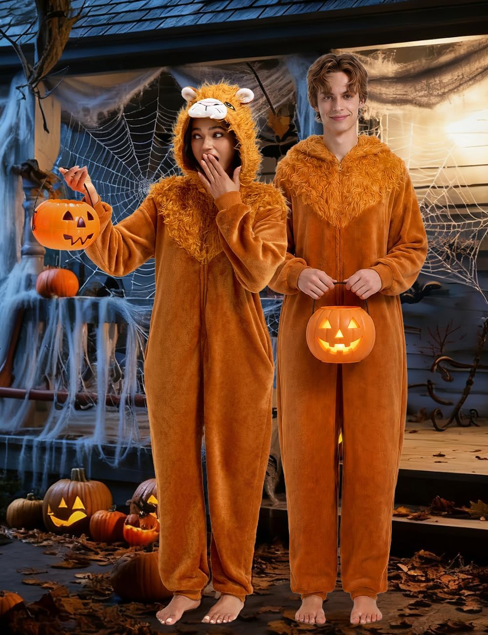 YuDanae Unisex Adult Onesie Pajamas Animal Halloween Cosplay Costume One Piece Suit for Men Women Sleepwear Homewear