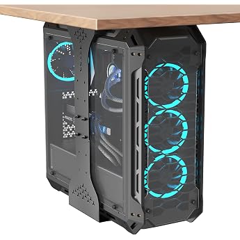 PUTORSEN PC Holder Under Desk, Maximum Width up to 340 mm, up to 35 kg Load Capacity, PC Underdesk Mount with Protective Pad,