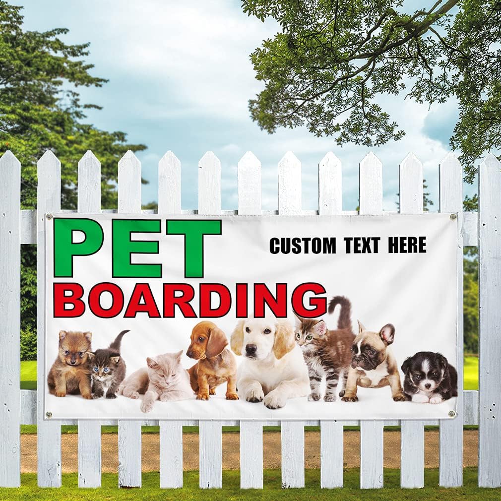 Custom Vinyl Banner Multiple Sizes Pet Boarding #1 Outdoor Advertising Printing Pet Grooming Outdoor Weatherproof Industrial Yard Signs 6 Grommets Personalized Text Here 36x72Inches