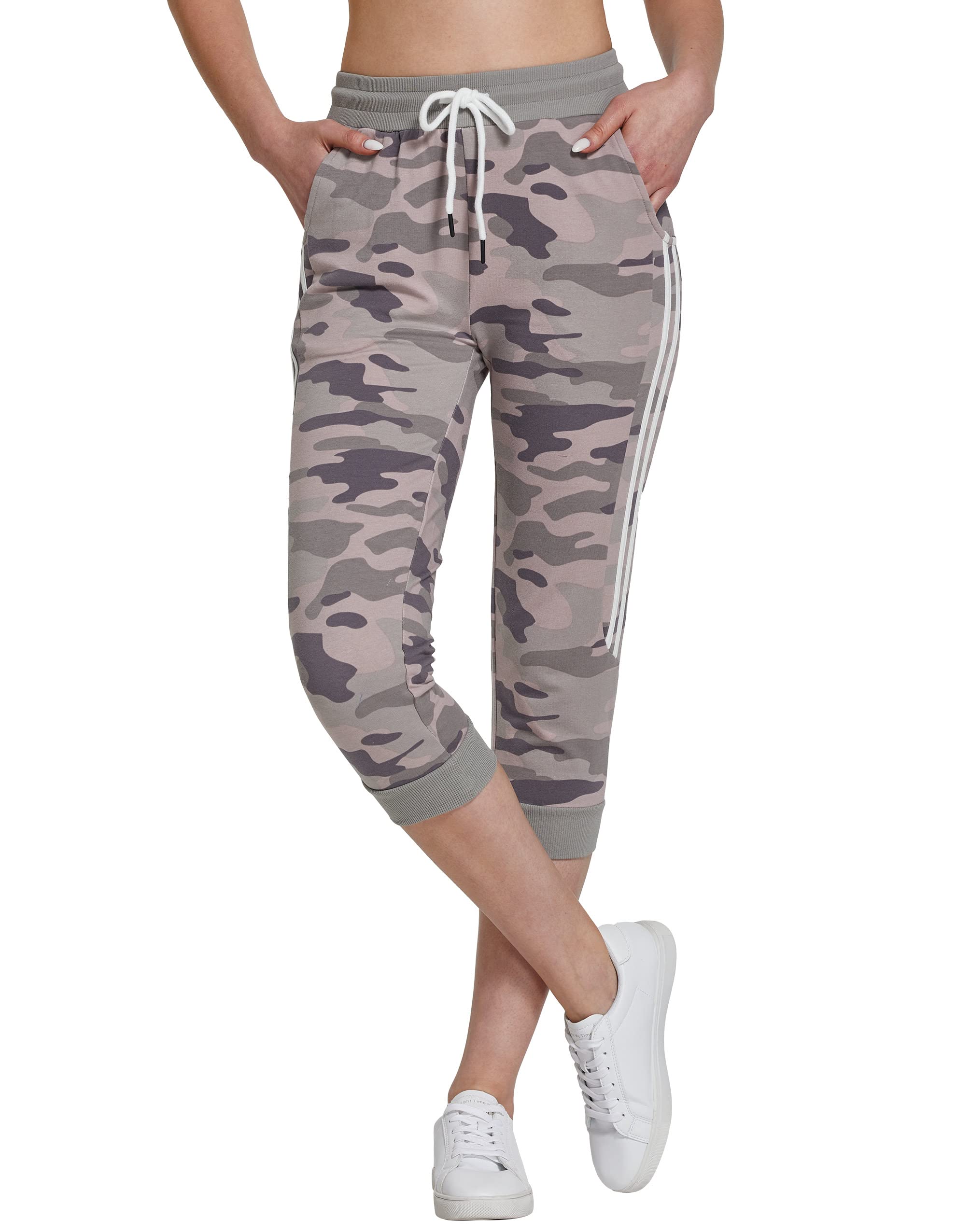 SPECIALMAGIC Women's Capri Pants Cropped Joggers with Pockets Elastic Waist Drawstring Capri Sweatpants