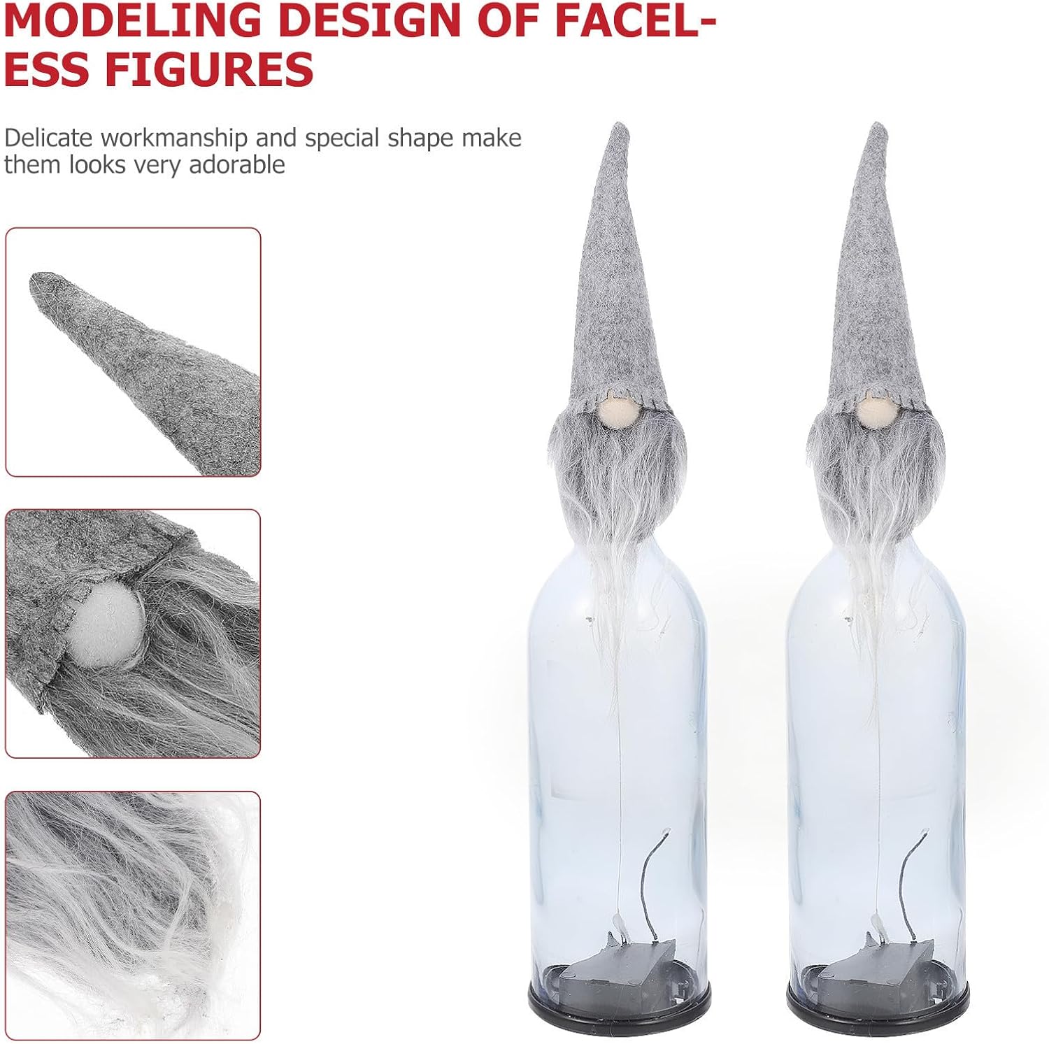 Xmas Bottle Hat 10pcs Non-woven Faceless Doll Wine Bottle Decor