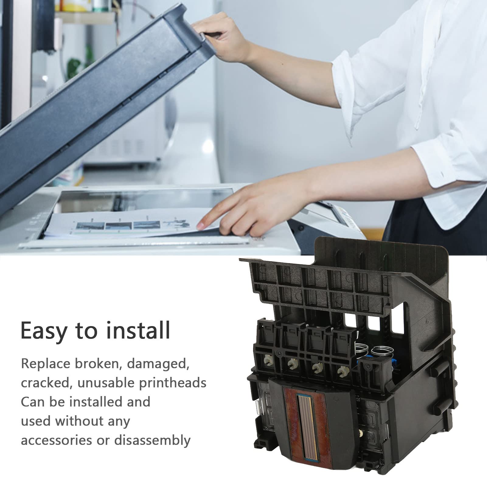 Testina di Stampa di Ricambio per HP Officejet PRO 8710 8715 8720 8725 8730, Struttura Compatta Ugelli Resistenti all'Usura Stampante ABS Testina di Stampa Parti di Ricambio per HP