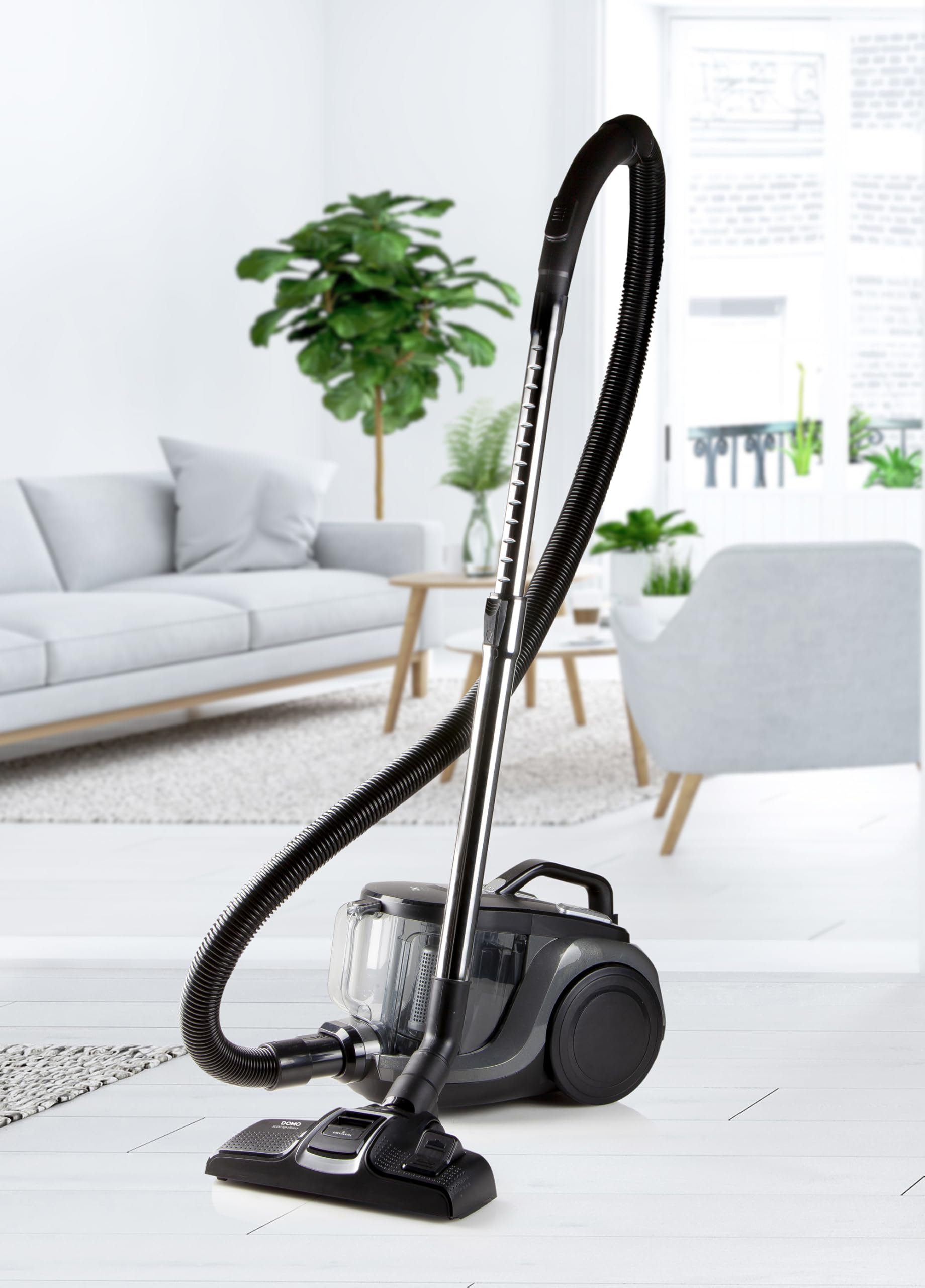 DOMO DO7295S Beutelloser Staubsauger - 2,5L - 850W - Zyklon XL Force - Geräuscharm - HEPA-Filter - ‘Deep Clean’ Technologie - Inkl Eco-Bodendüse, Fugendüse, Parkettdüse, Staubbürste - Schwarz