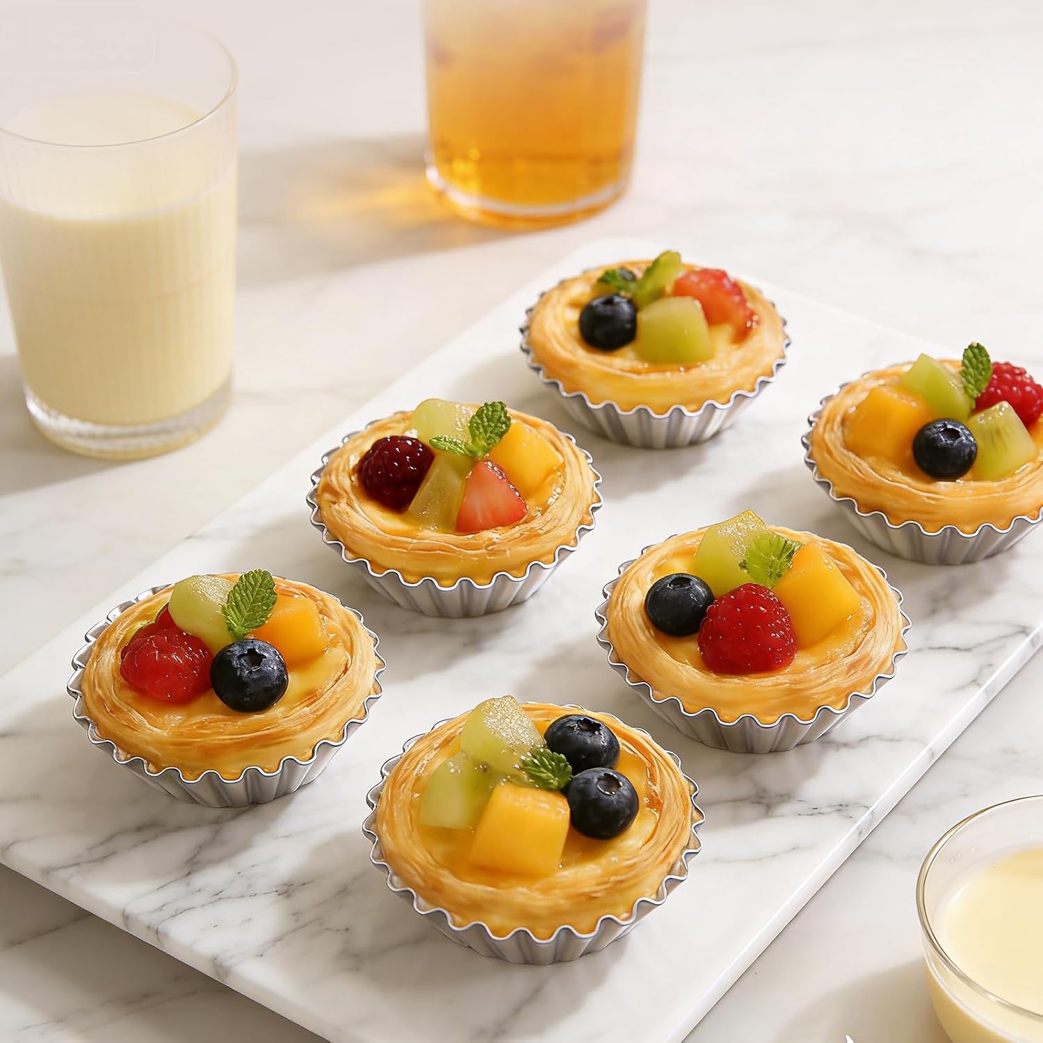40 Pcs 2.75 Inch Egg Tart Molds, Non-Stick Aluminium Tartlet Pans for Baking, Ensaymada Molder Filipino Style for Home Bakers Pastry Chefs Mini Pie Cupcake Dessert
