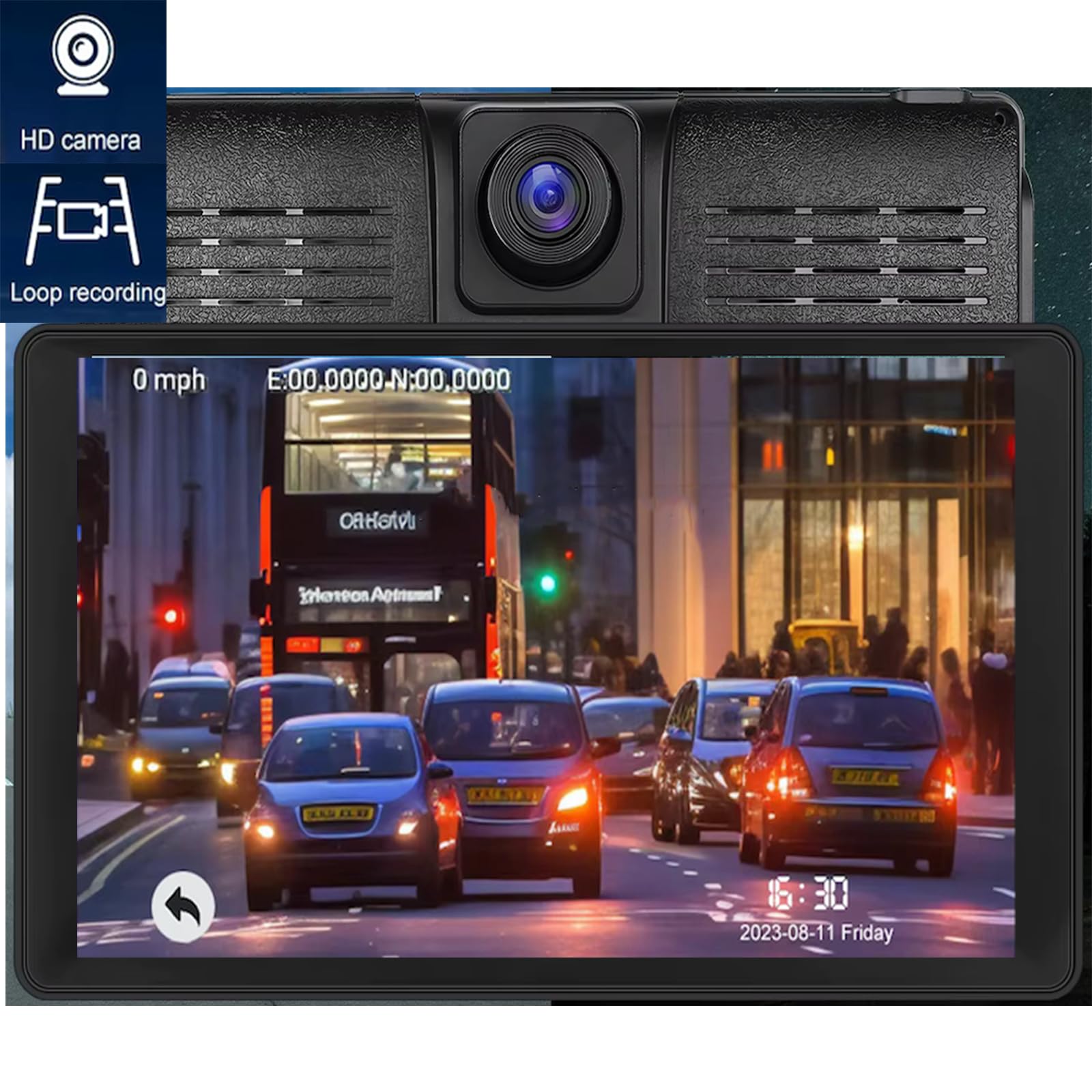 GPS Poids Lourd NaviPro DVR - 9 Pouces - GPS pour Camion Bus Voiture - Caméra de Route intégrée – Dashcam HD - Europe 48 Pays - AndroidAuto - CarPlay
