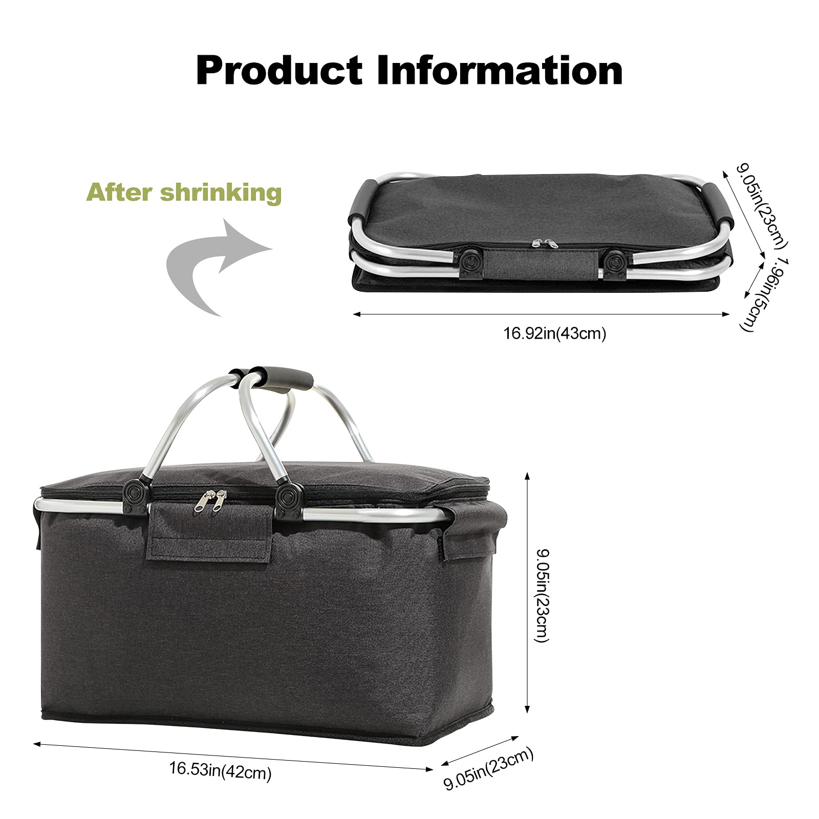 Ergocar Kühltaschen mit Verdicktem Futter, Picknicktasche Lunchtasche Thermotasche Faltbar Cooler Bag für Picknick BBQ Arbeit Reisen Familien Outdoor Aktivität Wasserdicht Schmutz-beständig