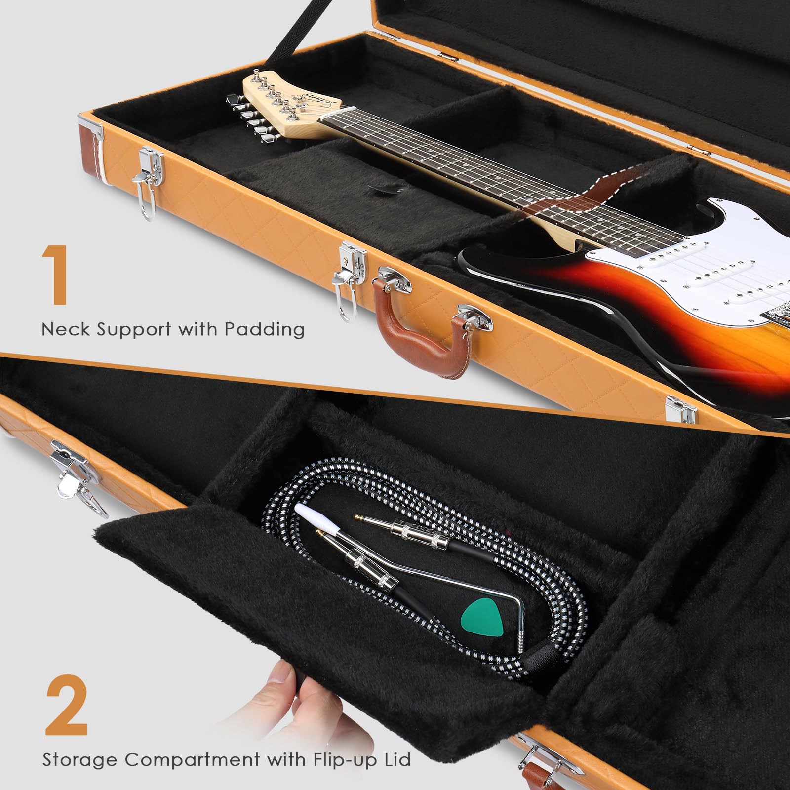 Amazon.com: Ktaxon Electric Guitar Hard Case, Rectangle Wooden