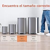 Vista 4 de Yaxa Basics Bote de basura rectangular resistente a las manchas con tapa de cierre suave, pedal de pie, cubo interior extraíble, 30 litros/7.9