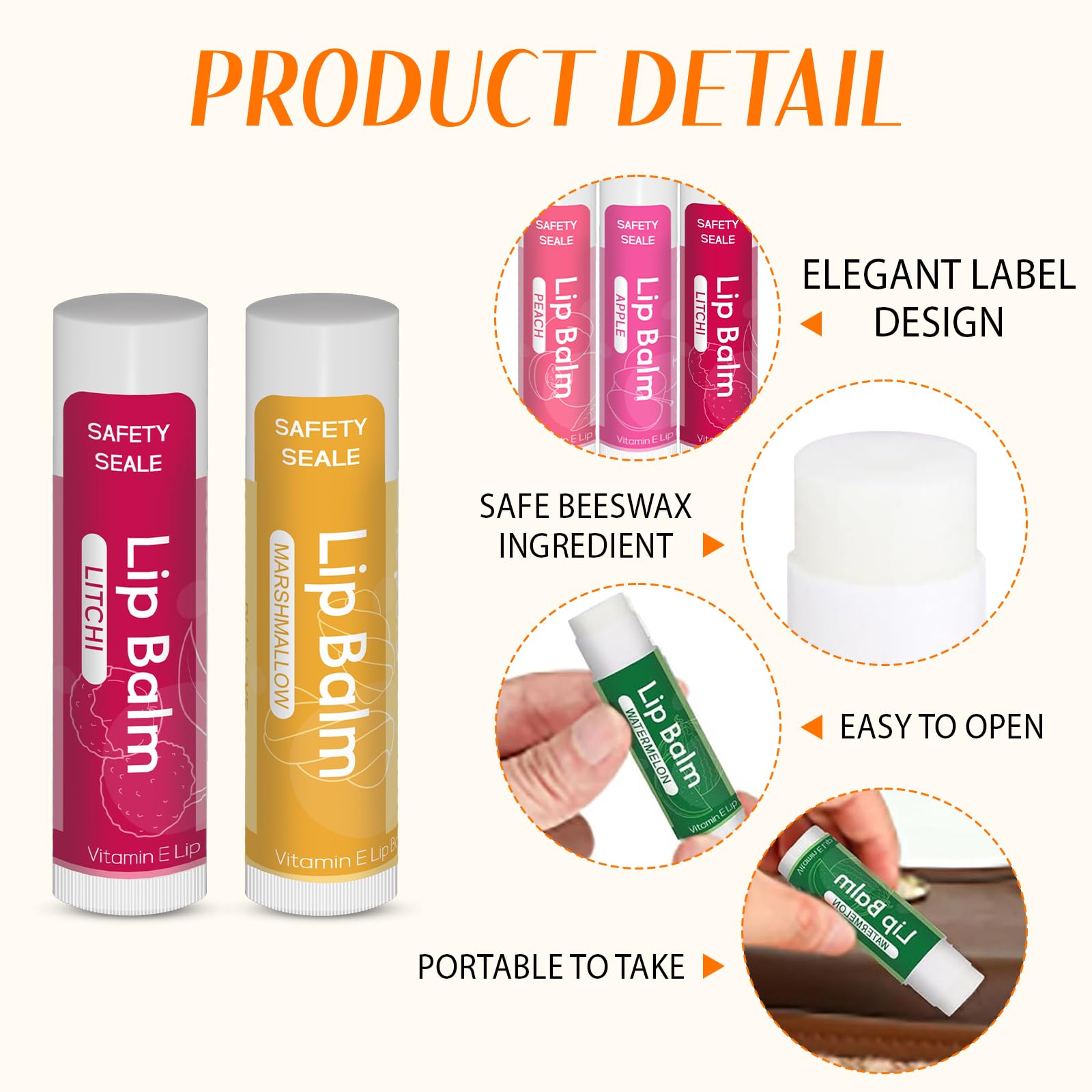 Yopela Natural Lip Balm with Vitamin E and Coconut Oil