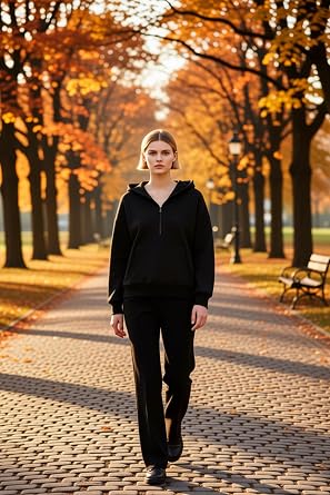 Kadın Kapüşonlu Düşük Kol Yarım Pat Fermuarlı Örme Sweatshirt Fonksiyonel Dayanıklı Modern