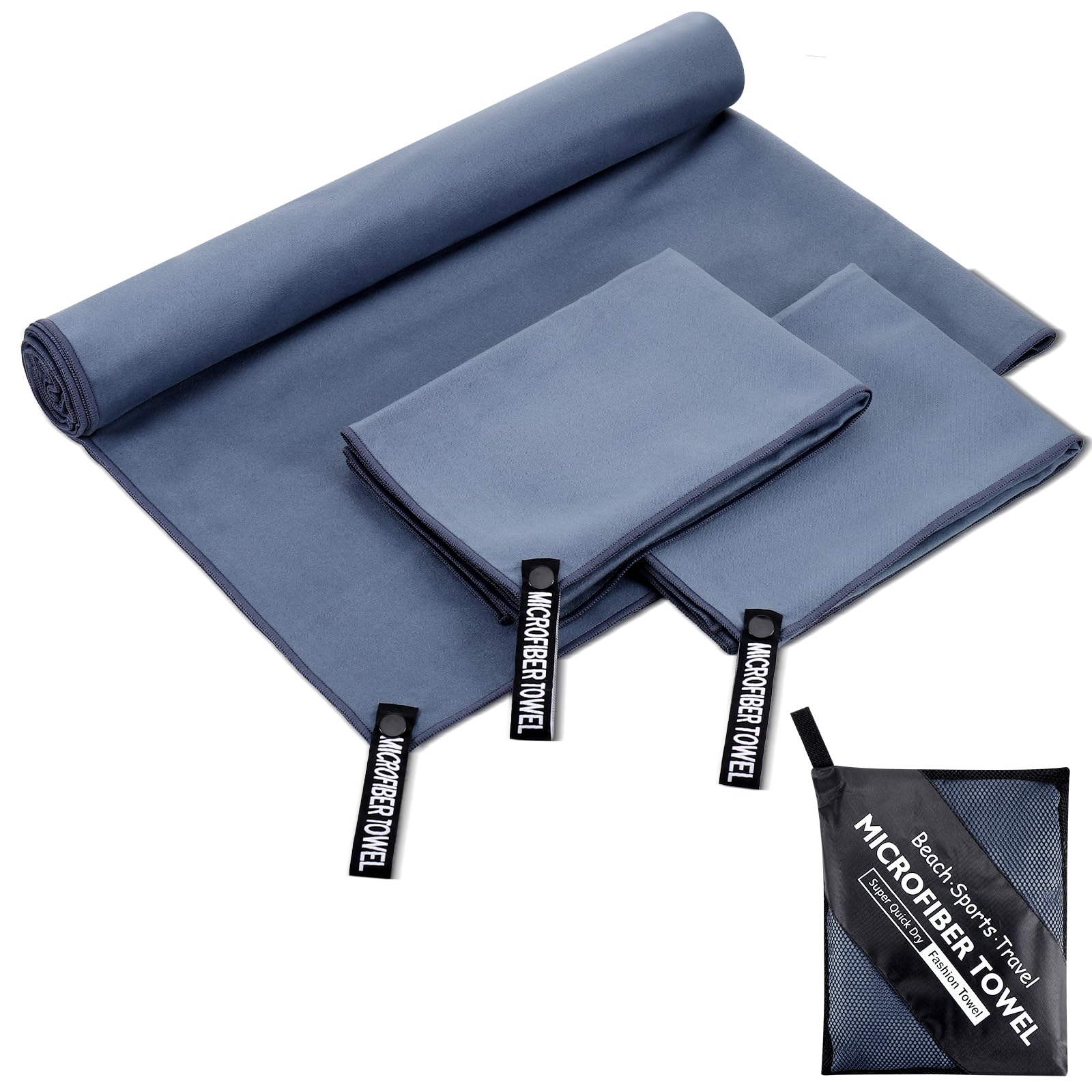 Zocipro 3 Stück Mikrofaser Handtuch, Groß (180 * 80cm) & 2 S