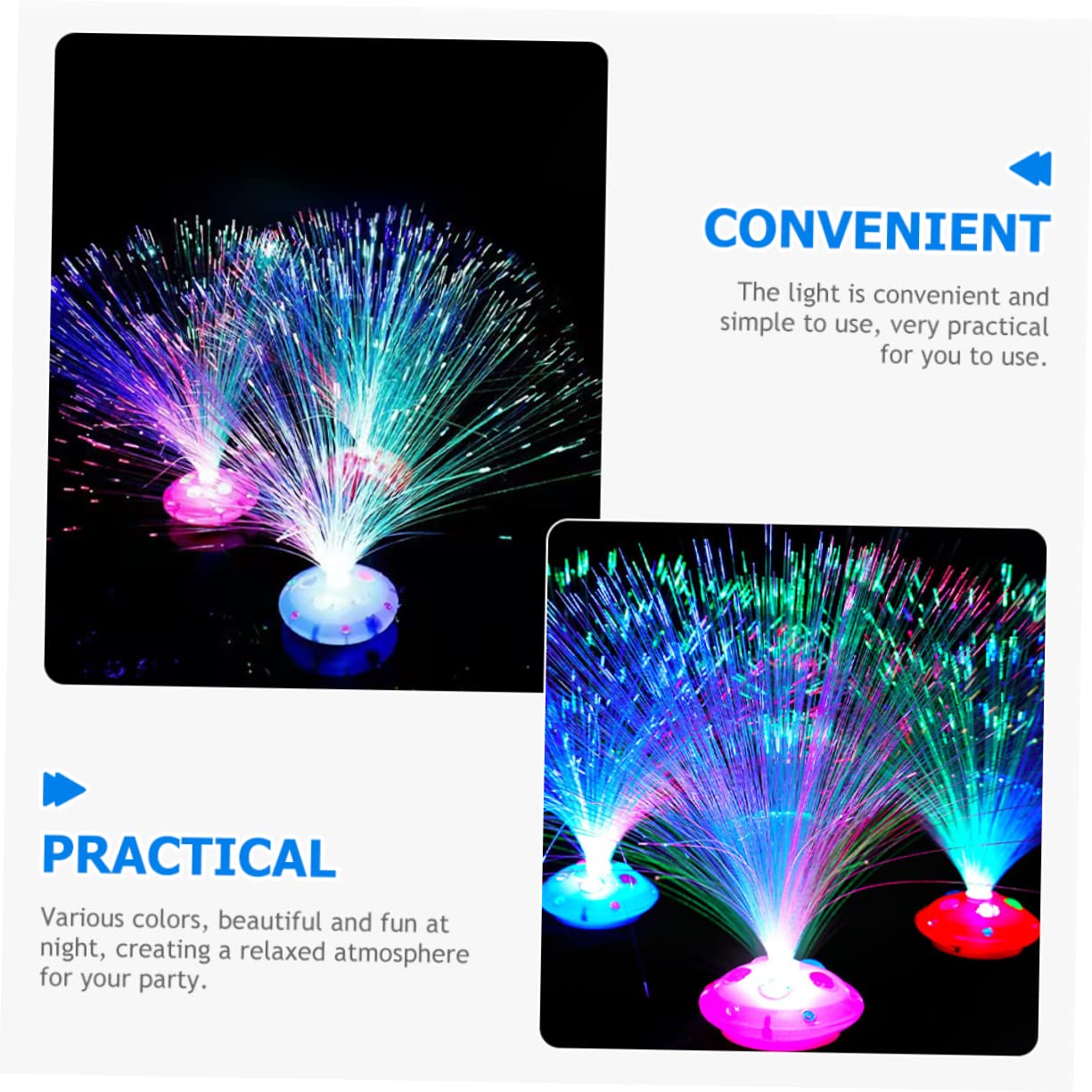 DOITOOL 12pcs Battery-Powered Fiber Optic Night Light Color Changing Lamp for Christmas Decor