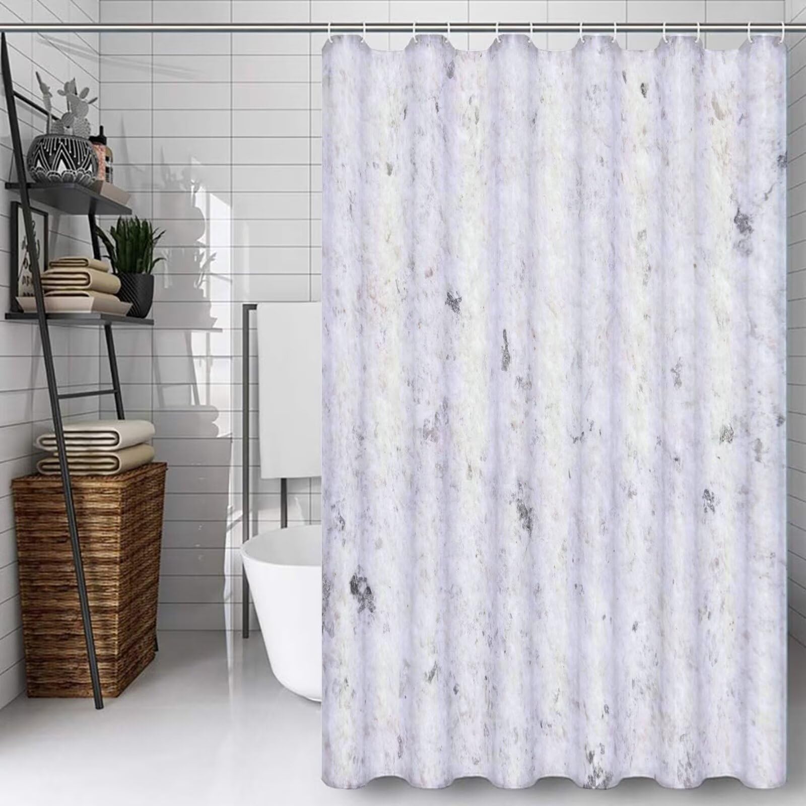 Rideau de douche anti moisissure beige 100x180 en tissu lavable pour sol sec