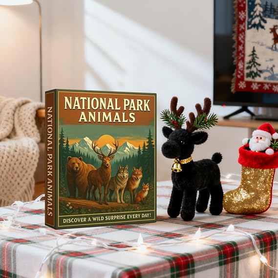 2025 National Park Countdown 2D Acrylic 24 Pieces Animal Pendants | Christmas Calendar Pendant for Holiday Birthday Offices Home Car Room Classroom School Apartment Vacation