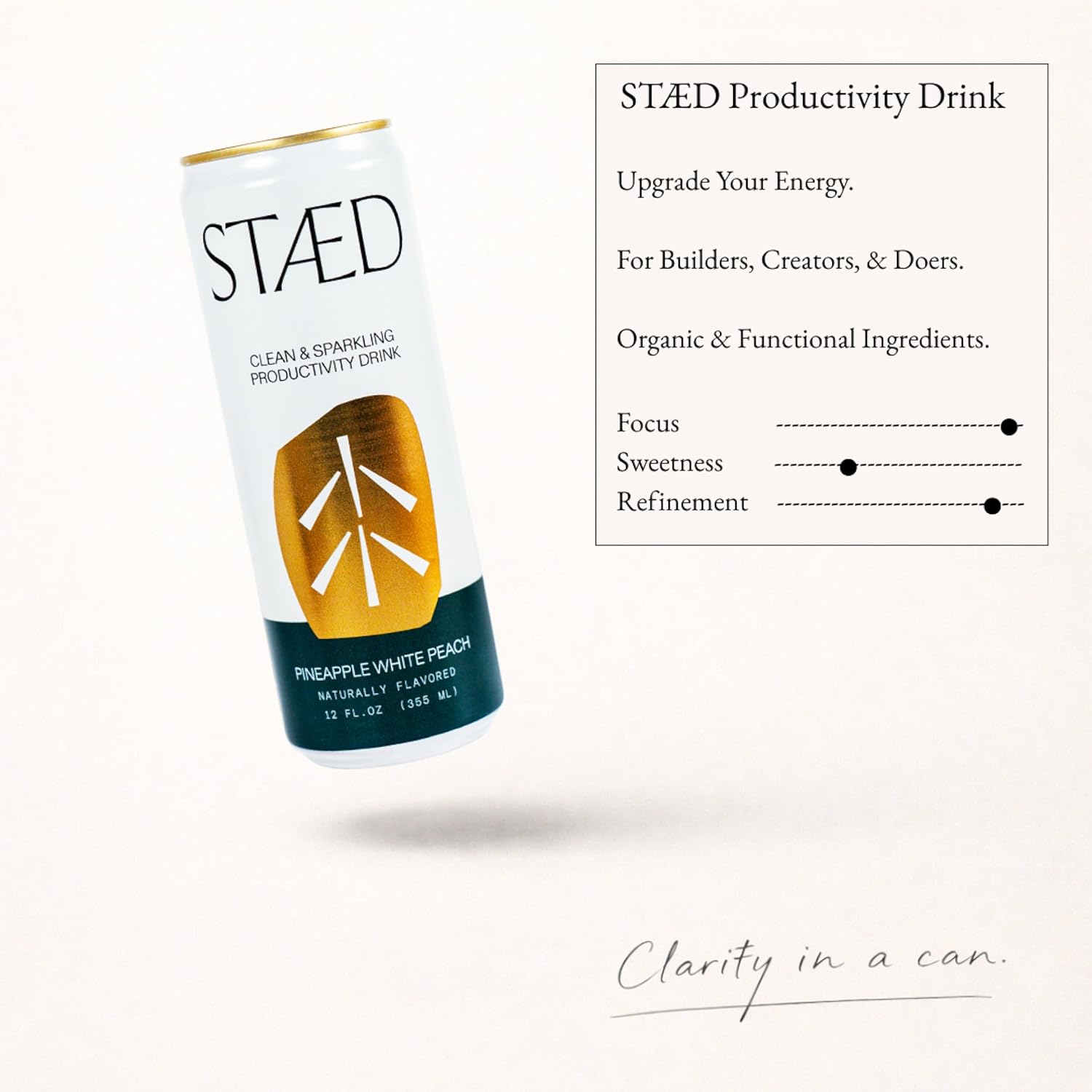 Drink Staed Assorted Flavors Productivity Drink, Sparkling Functional Beverage, 12-Pack – Blackberry Mint, Lemon Lime Ginger, Pineapple White Peach & Strawberry Orange with Cognizin® Citicoline & L-Theanine, Organic Clean Caffeine, Healthy Energy Drink - Image 4