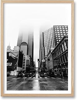 HesenDot Framed City Wall Art,12x16in Black and White Urban Building Canvas Print,Minimalist Modern Photography Poster Wall Decor for Living Room Bedroom Study Home Office,Set of 1