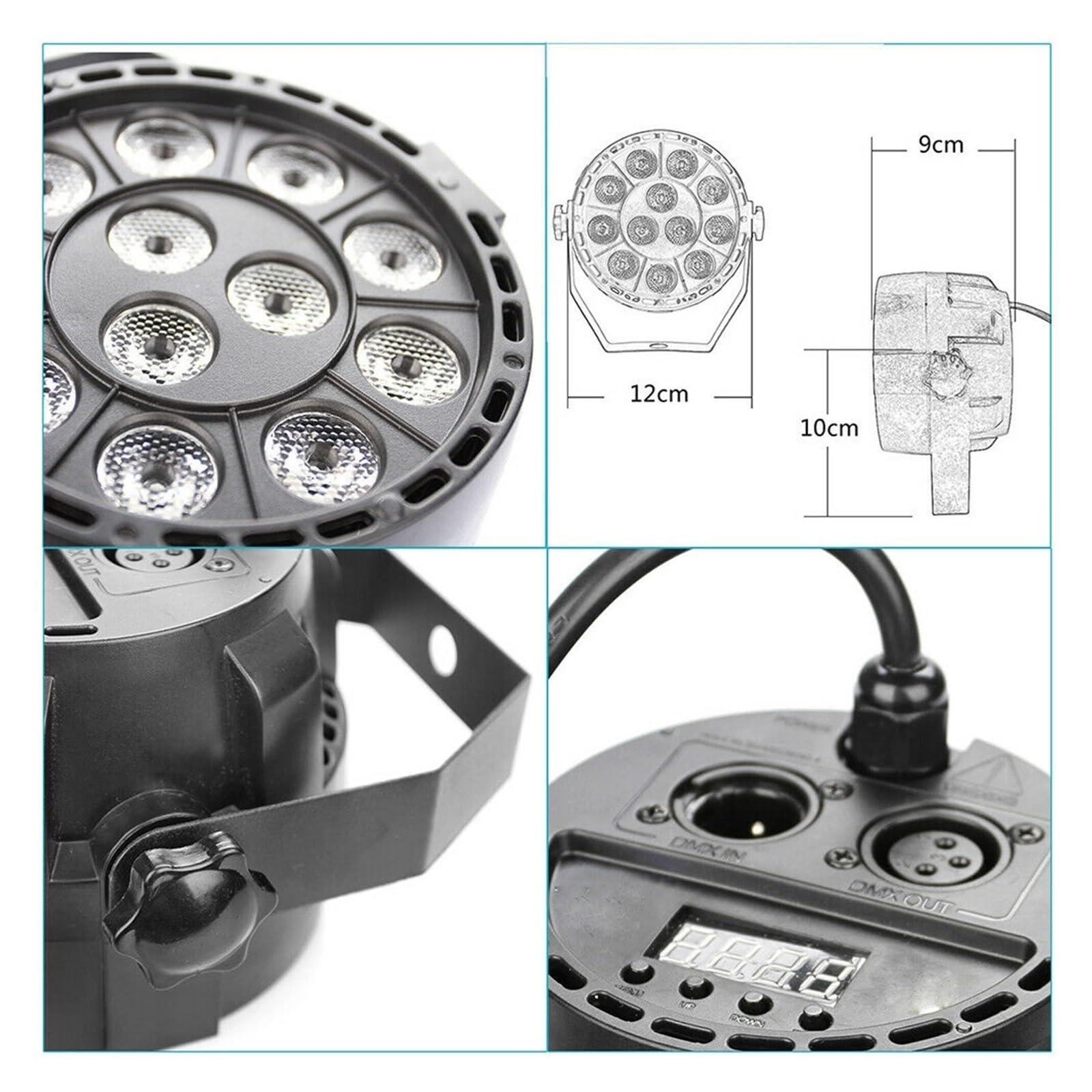 Set van 4 led-podiumverlichting, RGB, flat par licht, DMX Set van 4 led-podiumverlichting, RGB, flat par licht, DMX