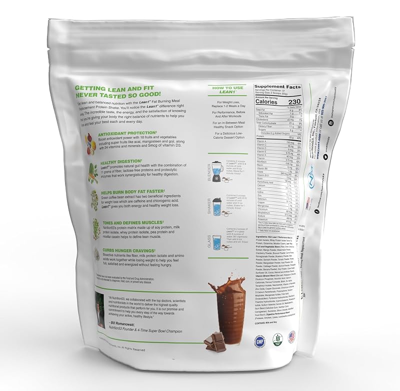 Lean1 Chocolate, Meal Replacement Protein Shake, 37 Servings in a 5lb Bag image 6