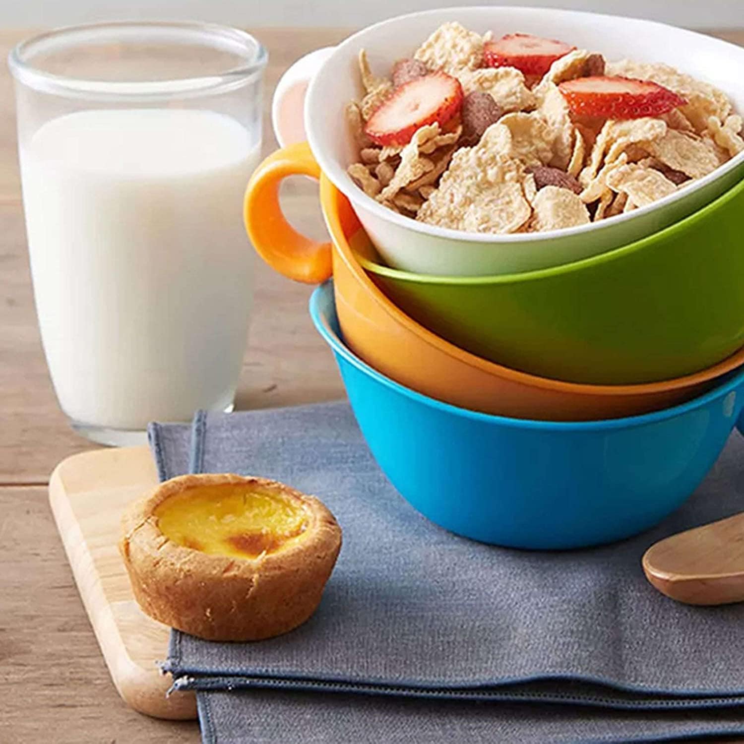 Salad Bowl,Serving Bowls,Soup Bowl,/Solid Color Plastic Bowls, Mixing Bowl with Handle, Bowls for Kitchen, Salad, Vegetables-White-17x7cm (Color : White, Size : 17x7cm)