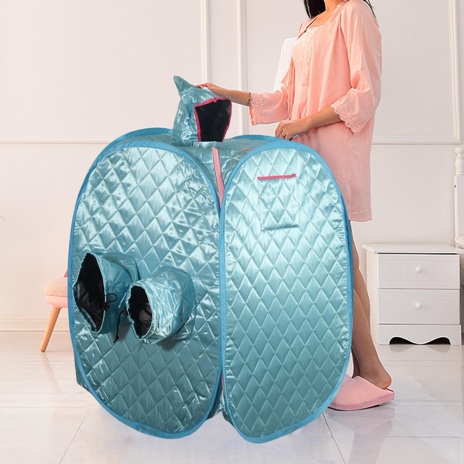 Sauna Room Tent Portátil Plegable Sauna Completa con Doble Cremallera y Tela Aislante Resistente Adecuada para Relajación en Casa Spa Personal y, Azul