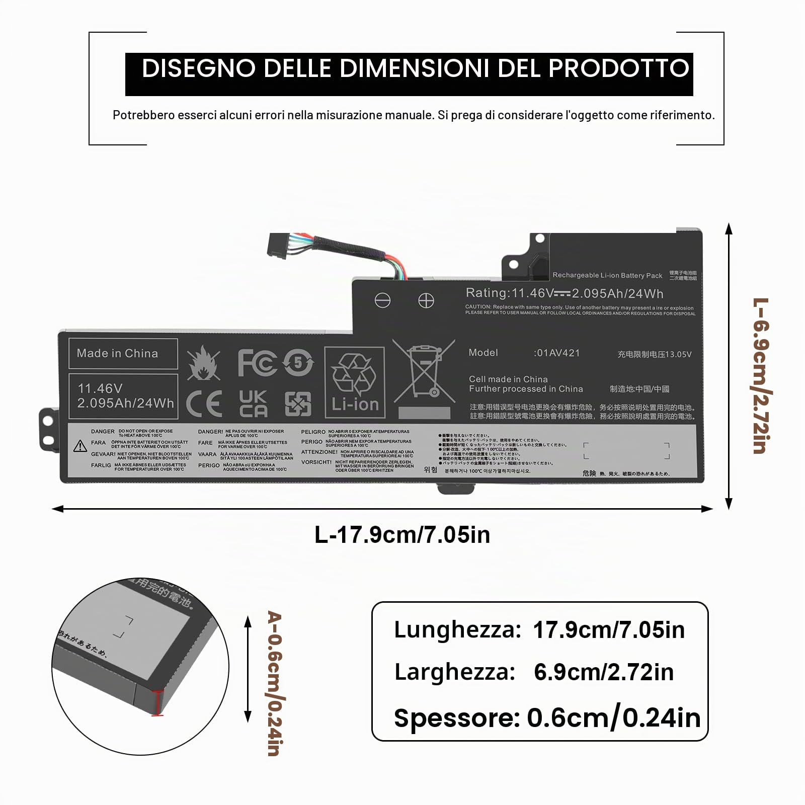 ASUNCELL 11.46V/24Wh 01AV421 Batteria del Computer Portatile per ThinkPad T470 T480 A475 A485 TP25 (Anniversary Edition 25) Series, 01AV421 01AV419 01AV420 01AV489 SB10K97576 SB10K97577