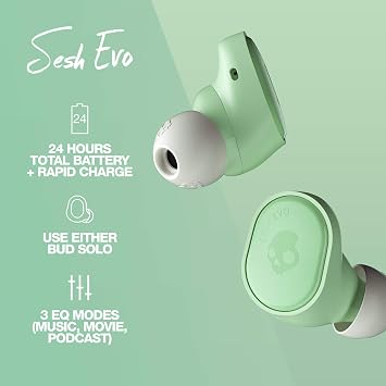 Skullcandy Sesh Evo in-Ear Wireless Earbuds - Mint