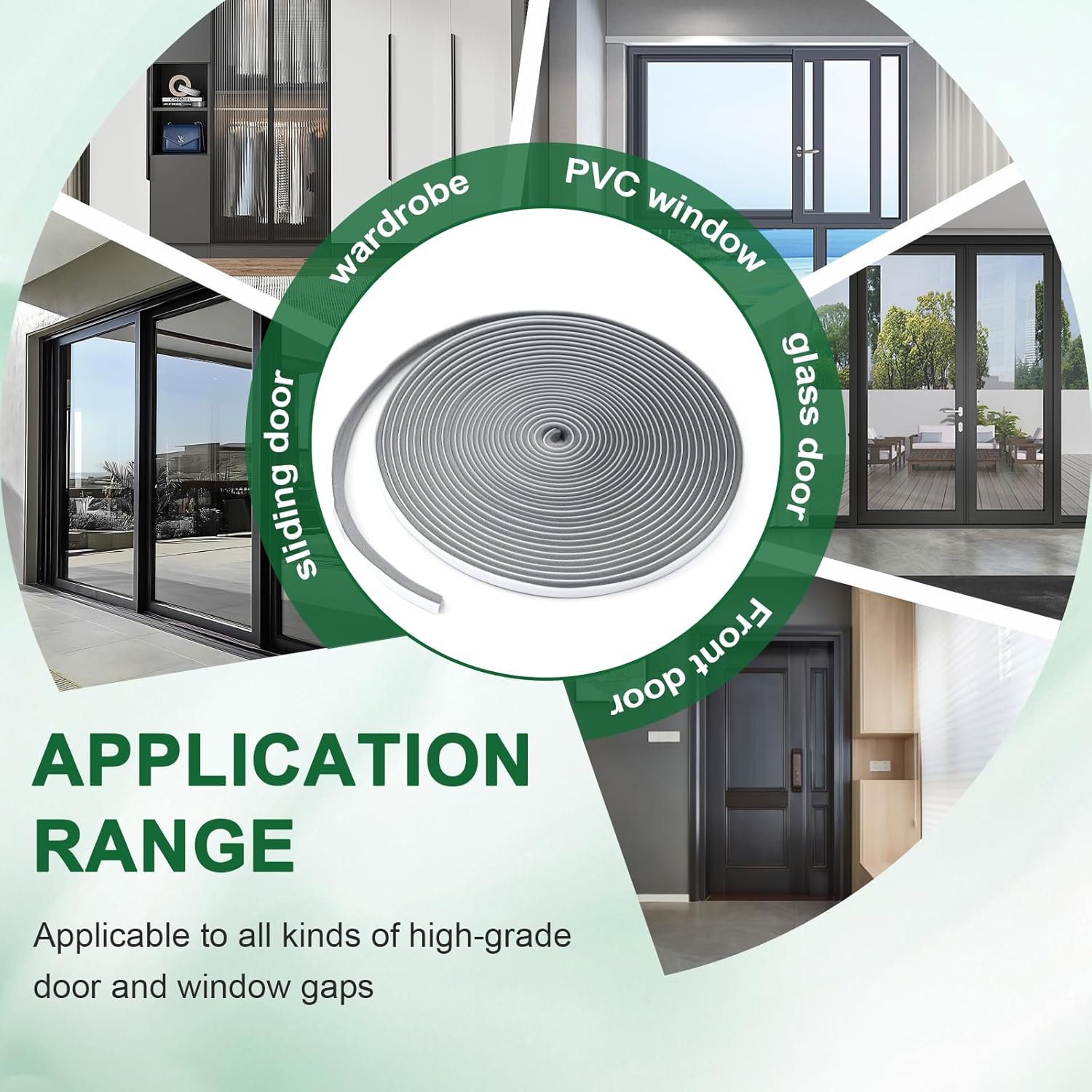 39FT Weather Stripping Door and Window Seal, Self-Adhesive Soundproofing Seal Strip, 0.35" Wide x 0.2" Thick, Draft Stopper for Doors & Windows (Grey, 39.4FT, 0.35'' Wide X 0.2'' Thick)