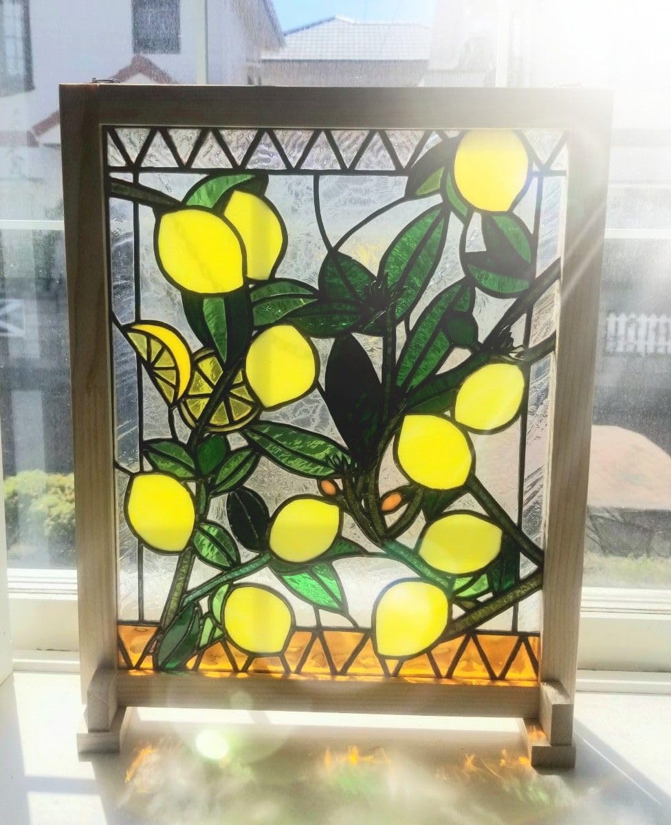 Amazon.co.jp: ステンドグラス レモンモチーフのパネル(特大サイズ