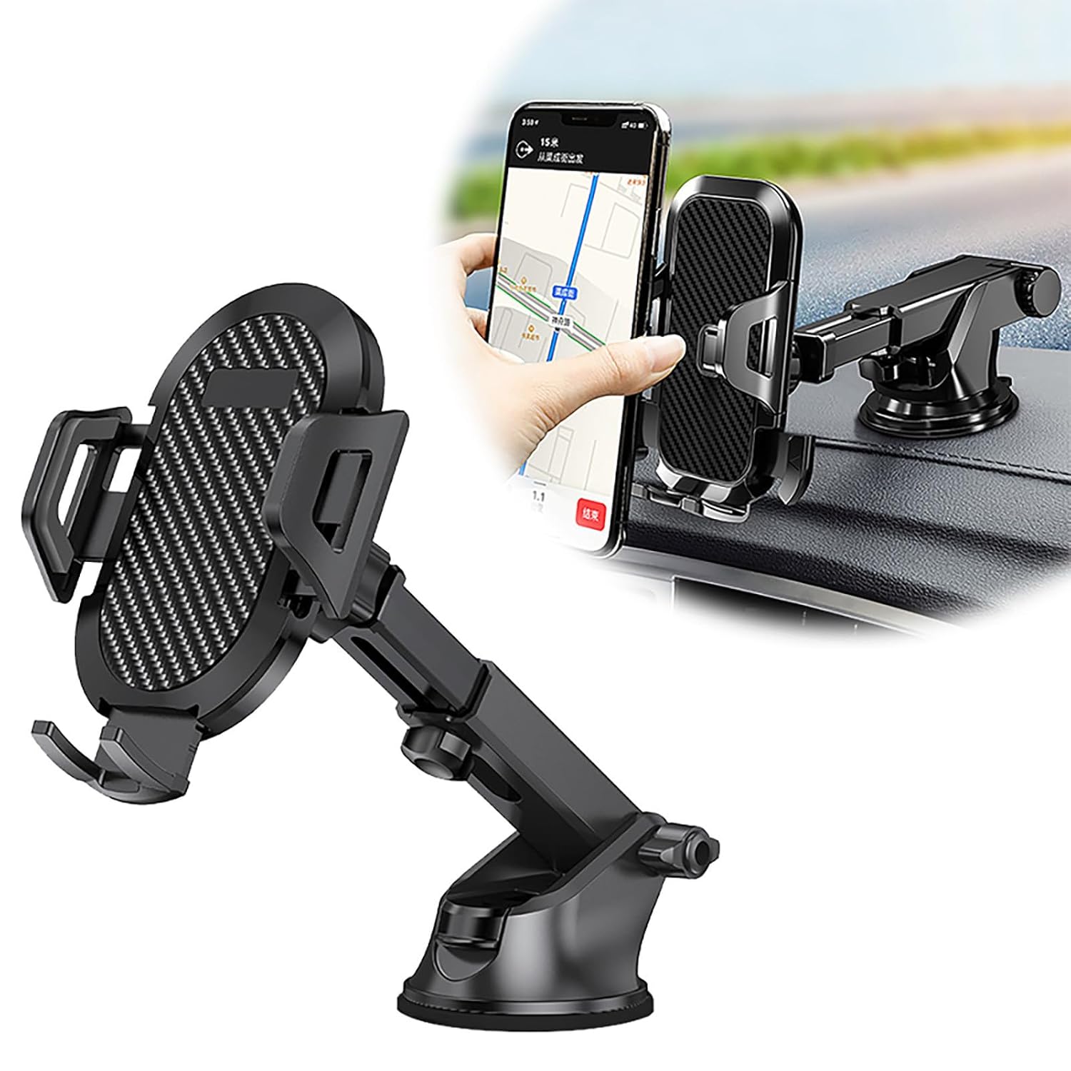 Gooddyiyukey Phone Holders for Your Car 3 in 1 360 Rotation Powerful Suction Adjustable Universal iPhone Car Holder