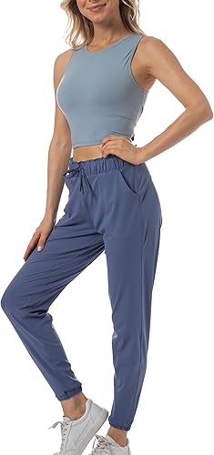 Miniatura 6 de Kcutteyg Pantalones deportivos para mujer con bolsillos, ligeros, de secado rápido, pantalones deportivos suaves para gimnasio, yoga, correr